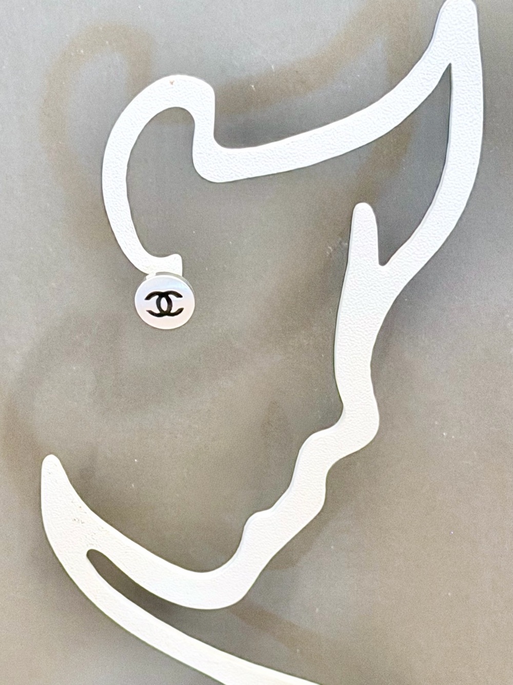 CC Silver & Black Logo Round Stud Pair of earrings